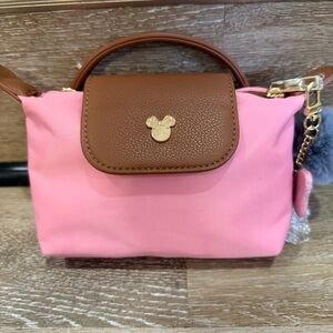 Disney Minnie Mouse Pink Mini Bag Nylon Crossbody Y2K Cute Purse NWT